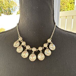 APT 9 Silver Tone Short CZ Statement Necklace Earring Set 2 PC Party Prom NEW